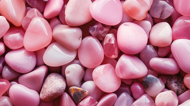  a pile of pink and white rocks with a heart on top.  generative ai