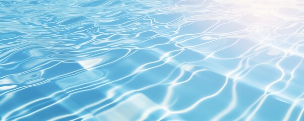Obraz premium Clear Water In Swimming Pool Illuminated By Sun Rays