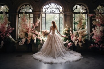 An incredibly beautiful bride in a wedding dress