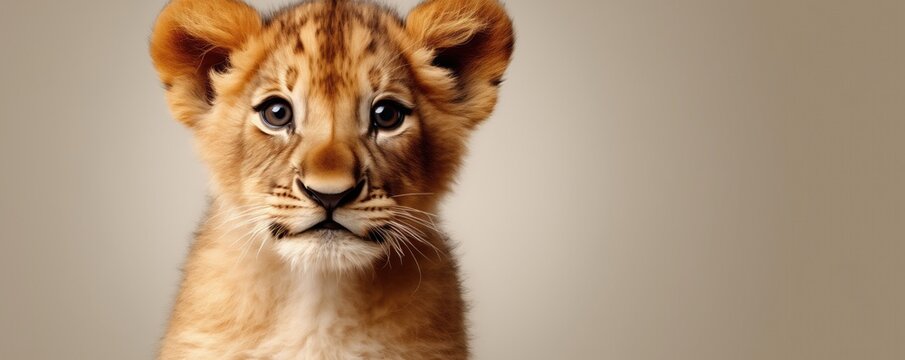 Closeup Of Adorable Lion Cub. Сoncept Closeup Photography, Adorable Animals, Lion Cub, Wildlife Portraits