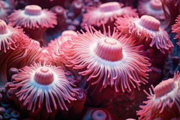 Naklejka na ściany i meble Anemone actinia texture underwater reef sea coral