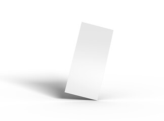 Blank 4x9 Rack Card Sized Flyers to present your design. 3d render on a transparent background