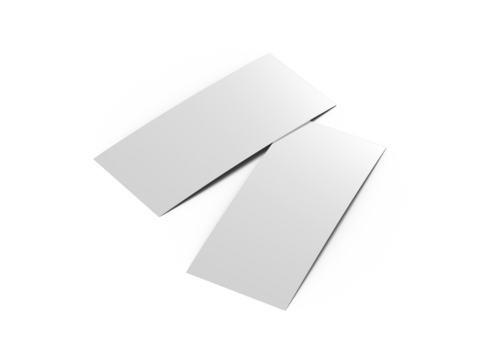 Blank 4x9 Rack Card Sized Flyers to present your design. 3d render on a transparent background