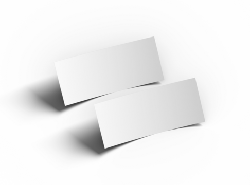 Blank 4x9 Rack Card Sized Flyers to present your design. 3d render on a transparent background