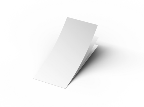 Blank 4x9 Rack Card Sized Flyers to present your design. 3d render on a transparent background