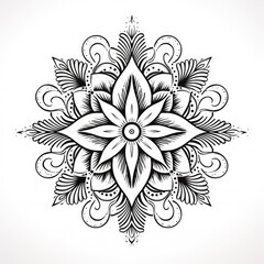 Beautiful floral mandala in black and white design