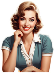 A close up of a vintage woman. Retro lady style. 