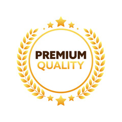 Premium quality Golden Medal. Quality Badges. Vector stock illustration