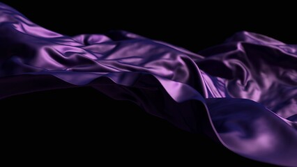 Detailed close-up of rich purple silk or satin fabric with folds and creases, evoking a feeling of...