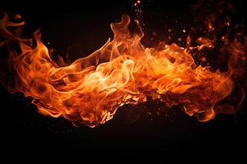 Fototapeta premium Fire coming from bottom on black background
