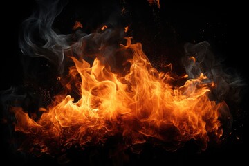 Fototapeta premium Fire coming from bottom on black background