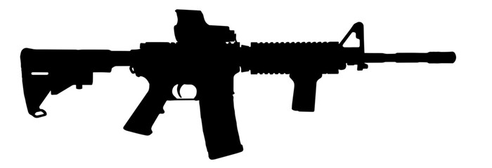 Silhouette AR15 rifle, vector illustration.
