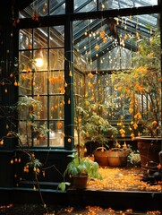 Beautiful winter garden in an old house.