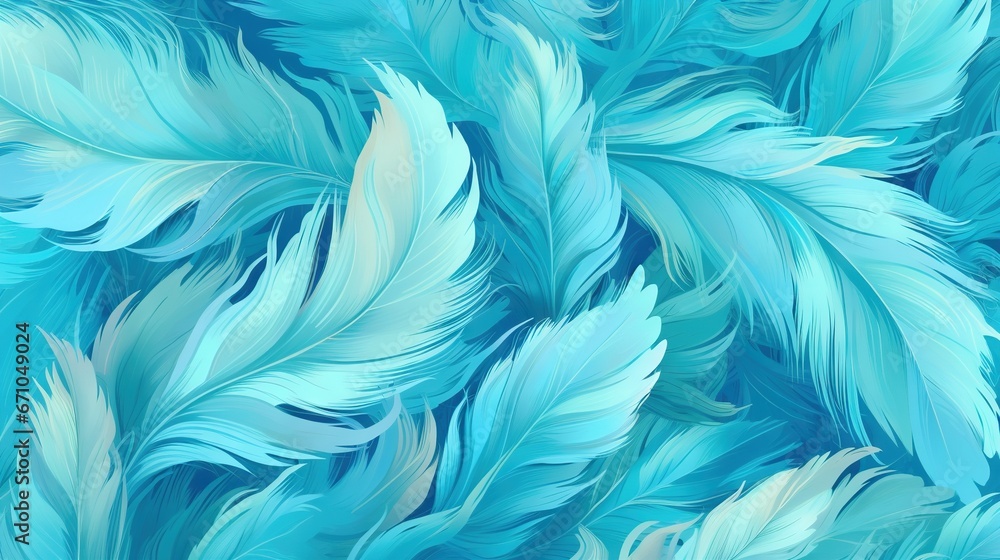 Aufkleber a close up of a blue and white feather pattern on a surface. generative ai