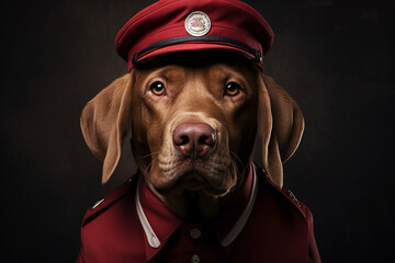 Generative AI picture portrait of mail person mailman mailwoman in corporate uniform