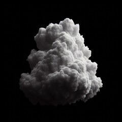 white cloud with precipitation in the form of snow and rain on a black background