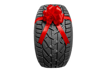 black isolation rubber tire, and bow for christmas