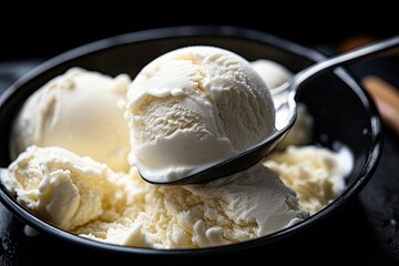 Vanilla ice cream scoop close up
