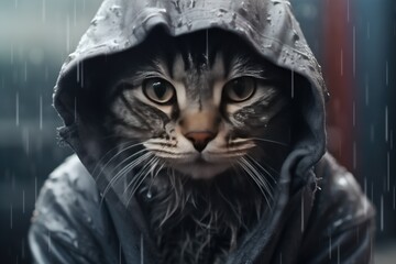 Obraz premium A Cat In The Rain