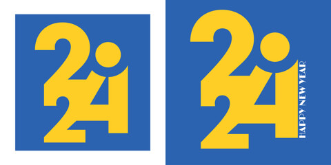 2024 Happy New Year design posters. Collection of 2024 new year square card templates. .