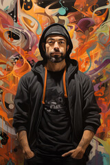 Obraz na płótnie Canvas Portrait of a graffiti street artist 