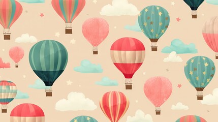  a group of hot air balloons flying in the sky with stars on them.  generative ai