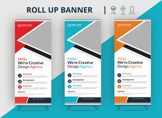 Business Roll Up Banner vector creative design. X banner, x stand, pull up, pop up banner for marketing and advertising.