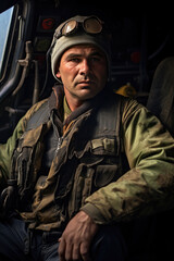 Obraz premium Portrait of a military tank operator