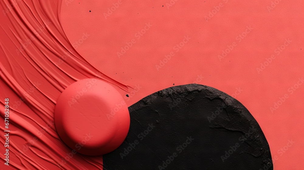 Poster a black and red object with a black circle on it. generative ai