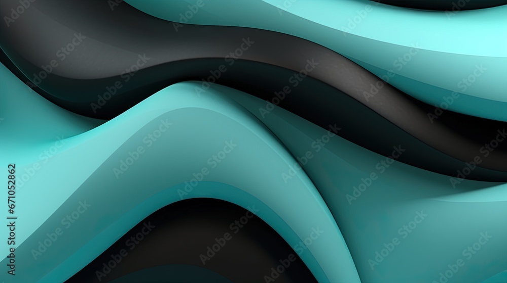 Poster a blue and black abstract background with wavy lines and curves. generative ai