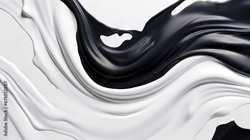 Poster an abstract black and white background with a heart shaped drop. generative ai