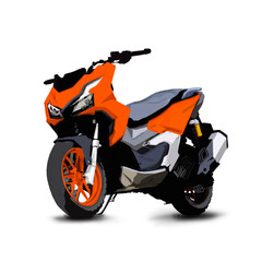 an orange and black scooter on a white background
