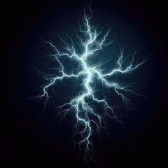  realistic lightning isolated on black background. natural light effect, bright glowing neural connections