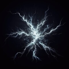  realistic lightning isolated on black background. natural light effect, bright glowing neural connections