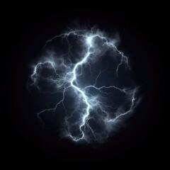  realistic lightning isolated on black background. natural light effect, bright glowing neural connections