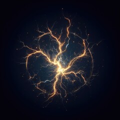  realistic lightning isolated on black background. natural light effect, bright glowing neural connections