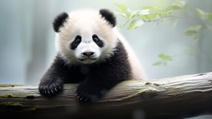 Charming Baby Panda Background for Animal Lovers and Panda Conservation Presentations.