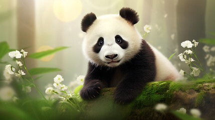 Cute Baby Panda Background for Wildlife Preservation Efforts and Educational Initiatives.