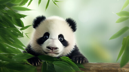 Naklejka premium Cute Baby Panda Background for Wildlife Preservation Efforts and Educational Initiatives.
