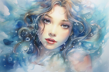 Artistic illustration of a young female