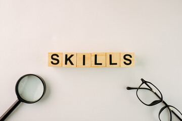 Skills Wooden Block Words Concept Background
