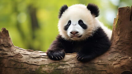 Baby Panda-themed Background for Wildlife Enthusiasts and Conservation Education Materials.