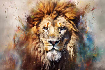 Naklejka premium Portrait of an African lion animal. Leo zodiac sign.