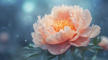  a pink flower with water droplets on it's petals.  generative ai