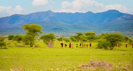 Fototapeten life in African village in Tanzania © Elena