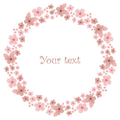 Floral wreath with empty space to insert text isolated on white background