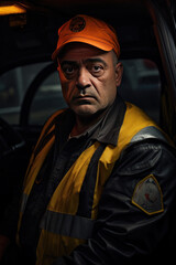 Fototapeta na wymiar Portrait of a taxi driver