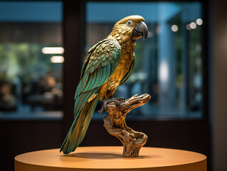 A Bronze Statue of a Parrot