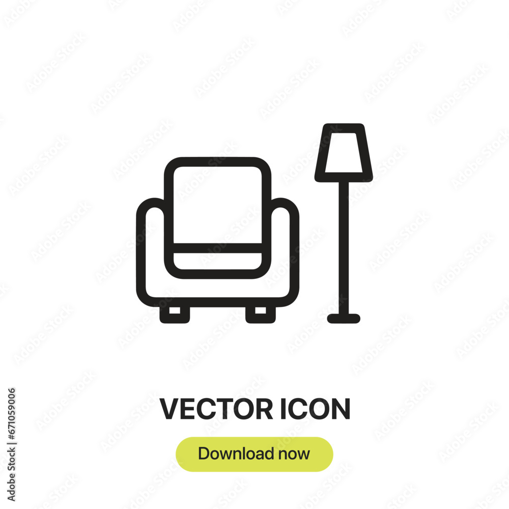 Poster sofa icon vector. linear-style sign for mobile concept and web design. sofa symbol illustration. pix