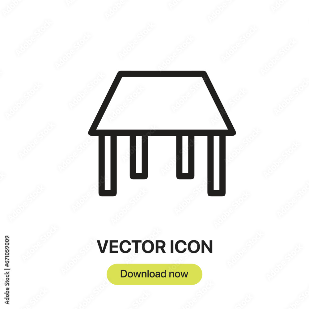 Poster Table icon vector. Linear-style sign for mobile concept and web design. Table symbol illustration. Pixel vector graphics - Vector.
